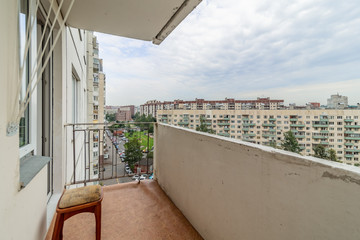 Old common open balcony in residential building