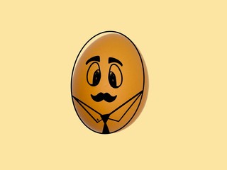 Brown chicken egg with isolated background, Brown chicken egg with different faces
