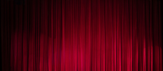 scene, a dark red curtain theater