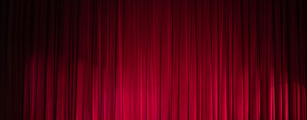 scene, a dark red curtain theater