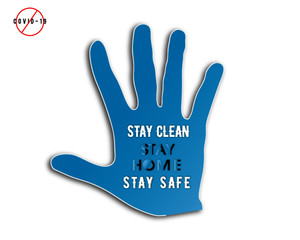 Fototapeta premium stop sign on hand, Stay Home, Alert, Stay Clean, Sign, Precaution, Stay Safe Hand Palm
