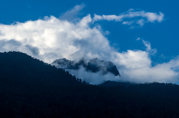 clouds over the mountains in North Sikkim