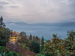 Fototapeta na wymiar early morning view of the Gangtok town, Sikkim, India