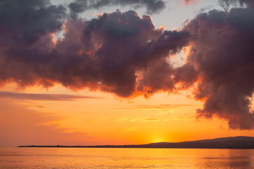 Sunset on black sea at the summer