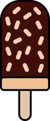 Chocolate Ice cream with nuts or almonds on a stick, 
delicious Chocolate Almond Nuts Ice Cream vector illustration on white background