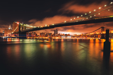 Fototapeta na wymiar Brooklyn bridge New York, long exposure at night 