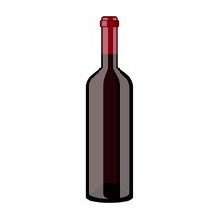 Red wine bottle icon isolated on white background. Vector illustration
