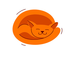 Cute cat sleeping vector illustration, domestic pet cartoon.