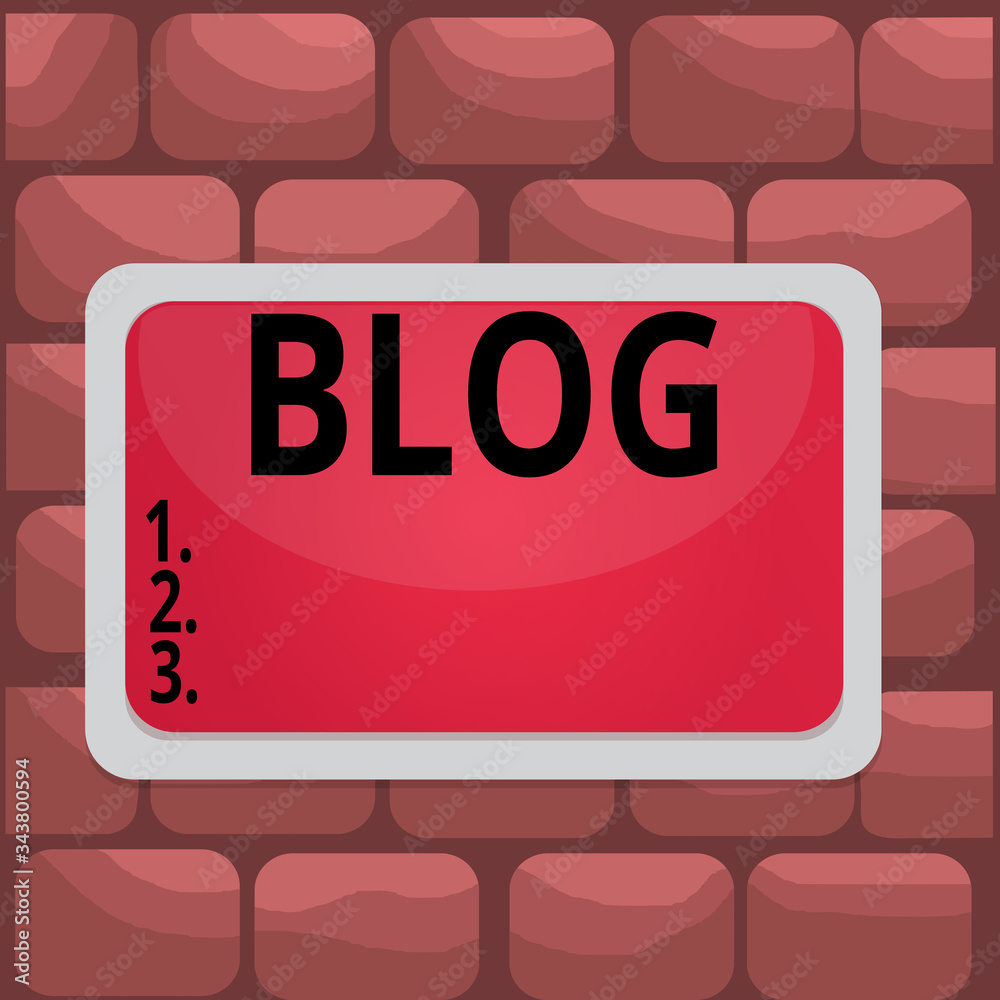 Poster Handwriting text Blog. Conceptual photo regularly updated website web page run by individual Board rectangle white frame empty blank space fixed color surface plank