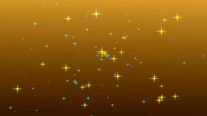 Christmas colorful starry on gold gradient background.
