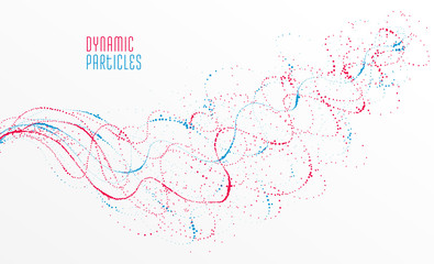 Particle flow array colorful vector abstract background, life forms bio theme microscopic design, dynamic dots elements in motion.