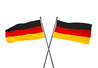 Germany flags crossed isolated on a white background. 3D Rendering