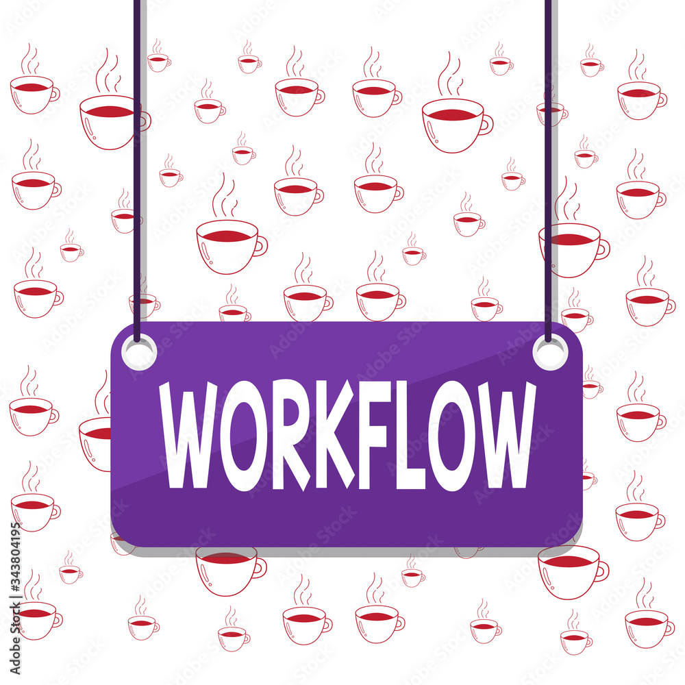 Fototapete writing note showing workflow. business concept for series of activities or procedures necessary to 