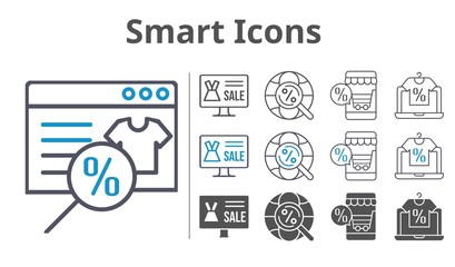 smart icons icon set included online shop, internet icons