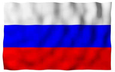 Waving flag of the Russian Federation. The National. State symbol of the Russia. 3D illustration