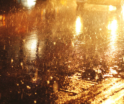 Rain and lights in the city