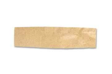Recycled paper craft stick on a white background. Brown paper torn or ripped pieces of paper isolated on white background with clipping path.