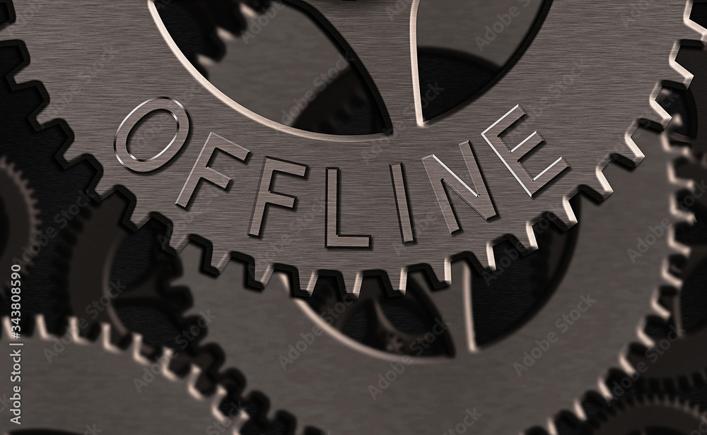Poster writing note showing offline. business concept for not having directly connected to a computer or ex