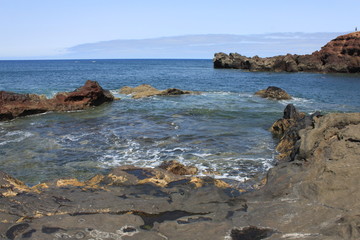 Fototapeta na wymiar rocky coast of lanzarotecanary islands spain