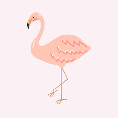 Flamingo. Hand drawn flamingo isolated on pink. Vector