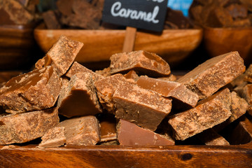 A stack of homemade caramel.