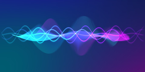 Speaking sound wave lines illustration.Colorful gradient motion abstract background.