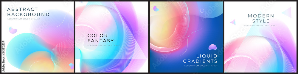 Canvas Prints set of square liquid color abstract geometric shapes. fluid gradient elements for minimal banner, lo