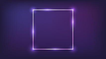 Neon square frame with shining effects