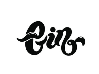 Gin. Type of alcoholic drink. Hand drawn lettering. Vector illustration. Best for restaurant or bar design