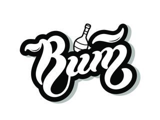 Rum. Type of alcoholic drink. Hand drawn lettering. Vector illustration. Best for restaurant or bar design