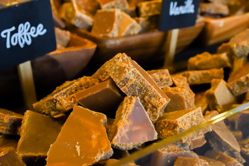 A stack of homemade caramel.