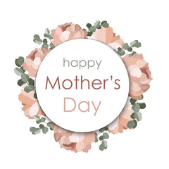 Happy Mother's Day. Peonies pattern circle background.Vector greeting card template.