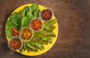 thai style chili paste with fresh vegetable