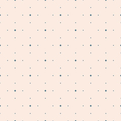 Subtle vector seamless pattern with tiny diamond shapes, small stars, rhombuses, dots. Simple minimalist geometric background. Abstract minimal texture in blue and beige color. Delicate repeat design