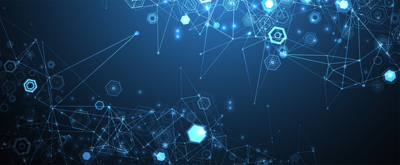 Abstract blue hexagon futuristic background for design works. Science and technology.