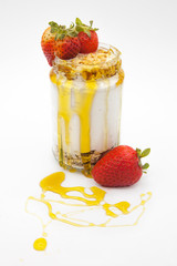 yogurt with strawberries and cereals