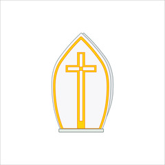 Obraz premium Miter is a typical hat the Pope of Rome of the Catholic Church. Vector illustration for web and mobile design.