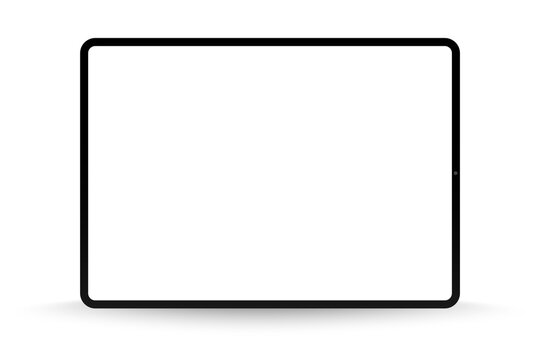 Realistic Silver u002F White Drawing Pad with Transparent Screen. 12.9 inch Scalable Tablet. High Detailed Device Mockup. 