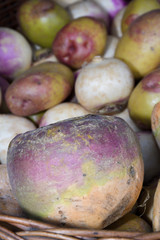 Local produce for sale radishes at the market.