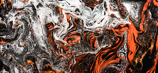 Beautiful Natural Luxury color. Magic orange-red-golden color. Beautiful marble effect. Ancient oriental drawing technique.