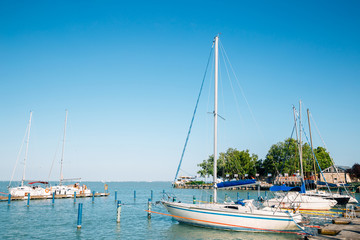 Fototapeta na wymiar lake Balaton and harbor in Balatonfured, Hungary