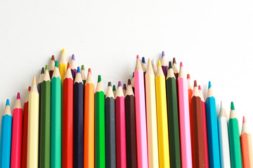  Color pencils isolated on white background.