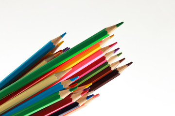  Color pencils isolated on white background.