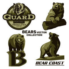 Collection of bear logos - vector illustrations on a white background.