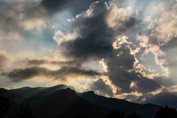 Sunset and rain in El Far, La Garrotxa, Spain