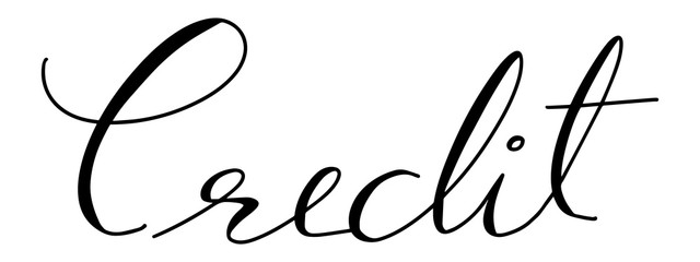 Black hand drawing in word credit on white background