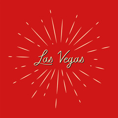 Las Vegas hand lettering with sunburst lines
