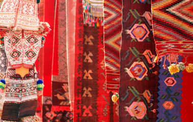 Red carpets and clothing in Skopje, Macedonia