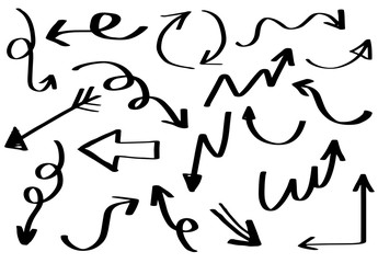 Illustration of Grunge Sketch Handmade.Vector Arrow Set.