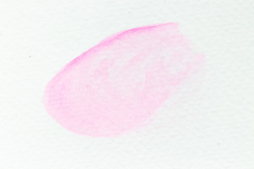 Pink color watercolor handdrawing as brush or banner on white paper background